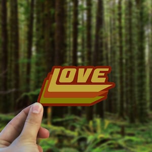 Love Retro Vinyl Decal - Weatherproof Bumper Sticker - Retro 70s Sticker - Made in Oregon Sticker- Boho Art