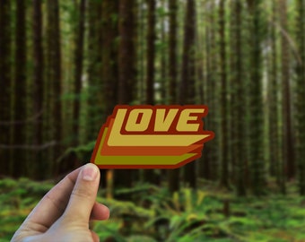 Love Retro Vinyl Decal - Weatherproof Bumper Sticker - Retro 70s Sticker - Made in Oregon Sticker- Boho Art