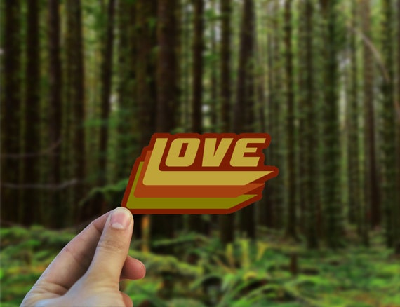 Love Retro Vinyl Decal - Weatherproof Bumper Sticker - Retro 70s Sticker - Made in Oregon Sticker- Boho Art