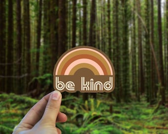 Be Kind Vinyl Decal - Weatherproof Bumper Sticker - Retro 70s Sticker - Made in Oregon Sticker- Boho Art