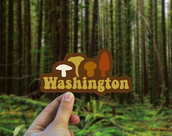 Washington Retro Vinyl Decal - Weatherproof Bumper Sticker - Retro 70s Sticker - PNW Bumper Sticker- Boho Art