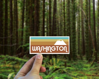 Washington Retro Vinyl Decal - Weatherproof Bumper Sticker - Retro 70s Sticker - PNW Bumper Sticker- Boho Art