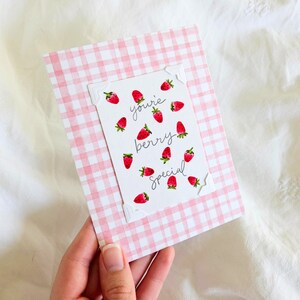 Cartão especial feito à mão You're Berry com mini impressão artística, dia dos namorados, presente de aniversário para amigo, presente para mãe, cartão em branco aquarela