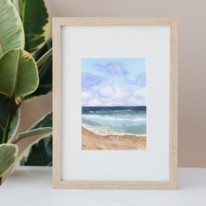 Impressions d&#39;art de peinture à l&#39;aquarelle de plage de paradis, art de plage côtière, paysage marin de vagues de l&#39;océan, décoration de maison de plage, estampes d&#39;art de plage, art de maison de plage
