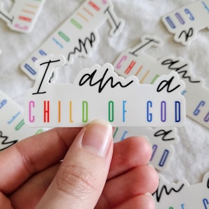 Soy un hijo de Dios vinilo mate troquelado pegatina calcomanía, impermeable, resistente a los arañazos, pegatina de botella de agua SUD, calcomanía de computadora portátil, decoración de cuaderno