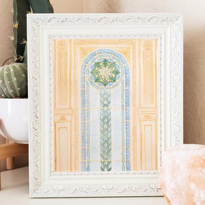 Gilbert, Arizona LDS Temple Stained Glass Watercolor Print, LDS temple watercolor, LDS temple painting, temple art, missionary gift, lds art