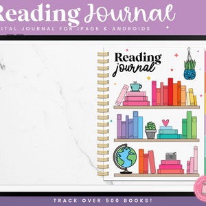 Digital Reading Journal, Digital Reading Planner, Reading Digital Planner, Goodnotes, Reading Tracker, Reading Log, Book Review, Book Shelf