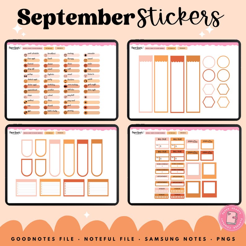 Fall Stickers, September Stickers, Fall Planner Stickers, Digital ...