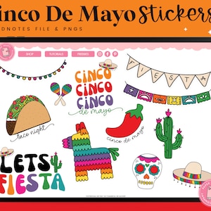 Stickers Cinco De Mayo | Autocollants numériques | Autocollants Goodnotes | Autocollants PNG