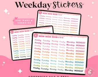 Days of Week Stickers | Digital Stickers | Digital Weekday Stickers | Weekday Stickers | Digital Planner Stickers | Planer Stickers