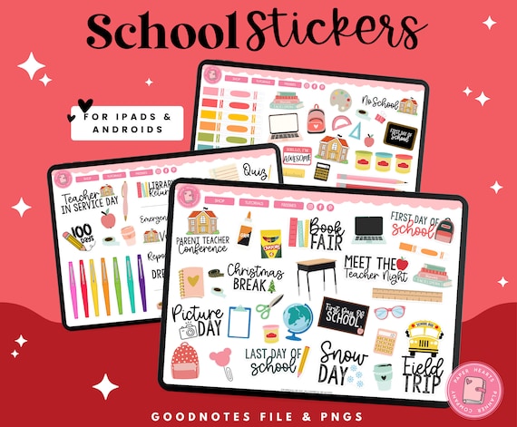 School Stickers | Digital Stickers | Goodnotes Stickers | PNG Stickers
