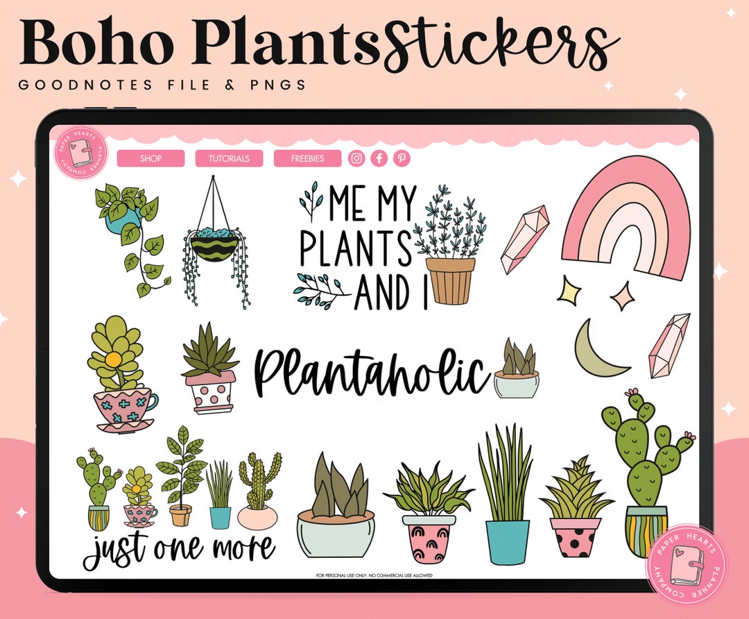 Plants Digital Stickers for Goodnotes | Botanical Stickers | Garden ...