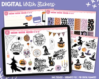 Halloween Digital Stickers | Witch Digital Stickers | Spooky Digital Stickers | Digital Planner Stickers | Halloween Stickers |