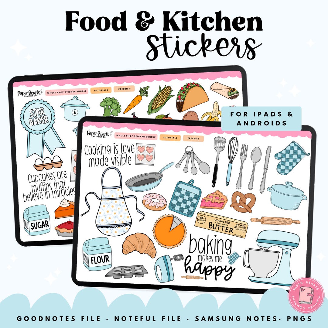 Food & Kitchen Stickers, Digital Stickers, Goodnotes Stickers, Noteful ...