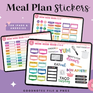 Meal Planning Digital Stickers | Goodnotes Stickers | PNG Stickers