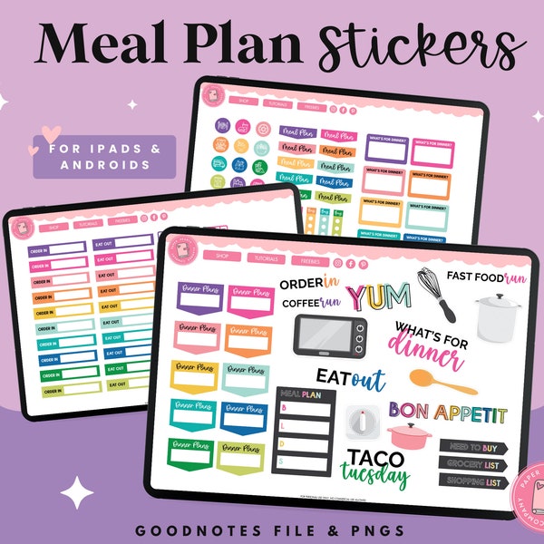 Meal Planning Digital Stickers | Goodnotes Stickers | PNG Stickers