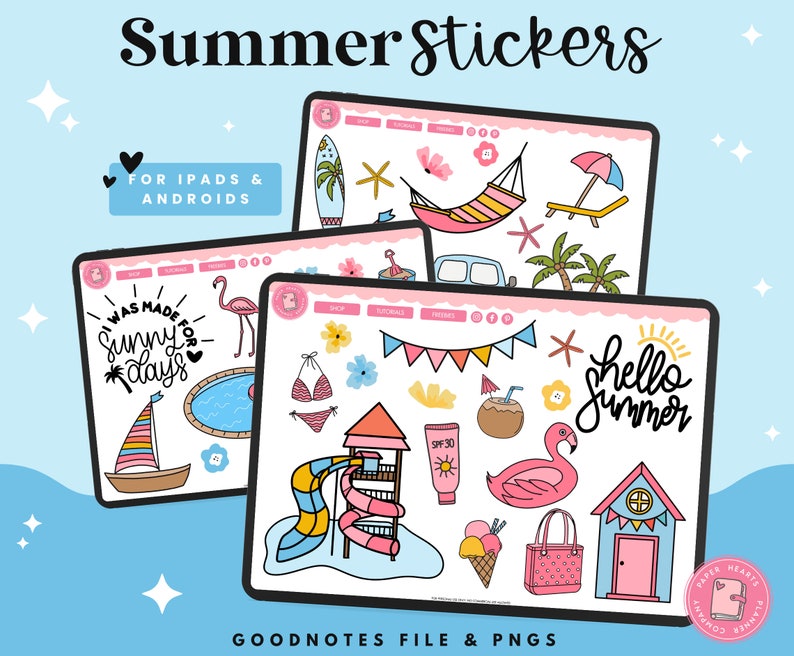 Summer Digital Stickers Goodnotes | Goodnotes Stickers | Vacation ...