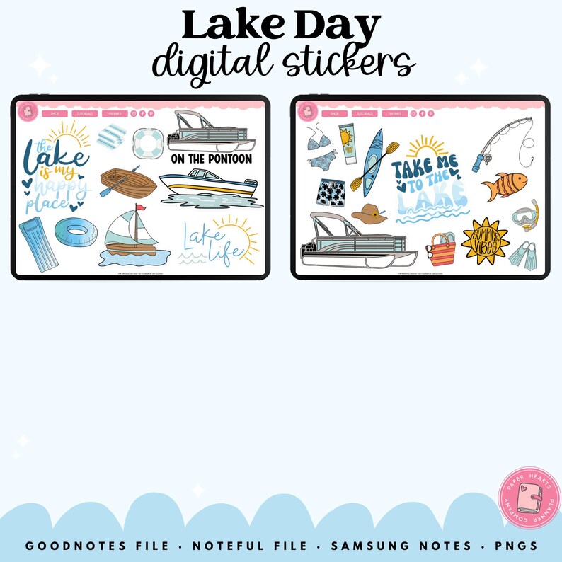 Lake Day Digital Stickers | Fishing, Pontoon Boat, Boating, Swimsuit ...