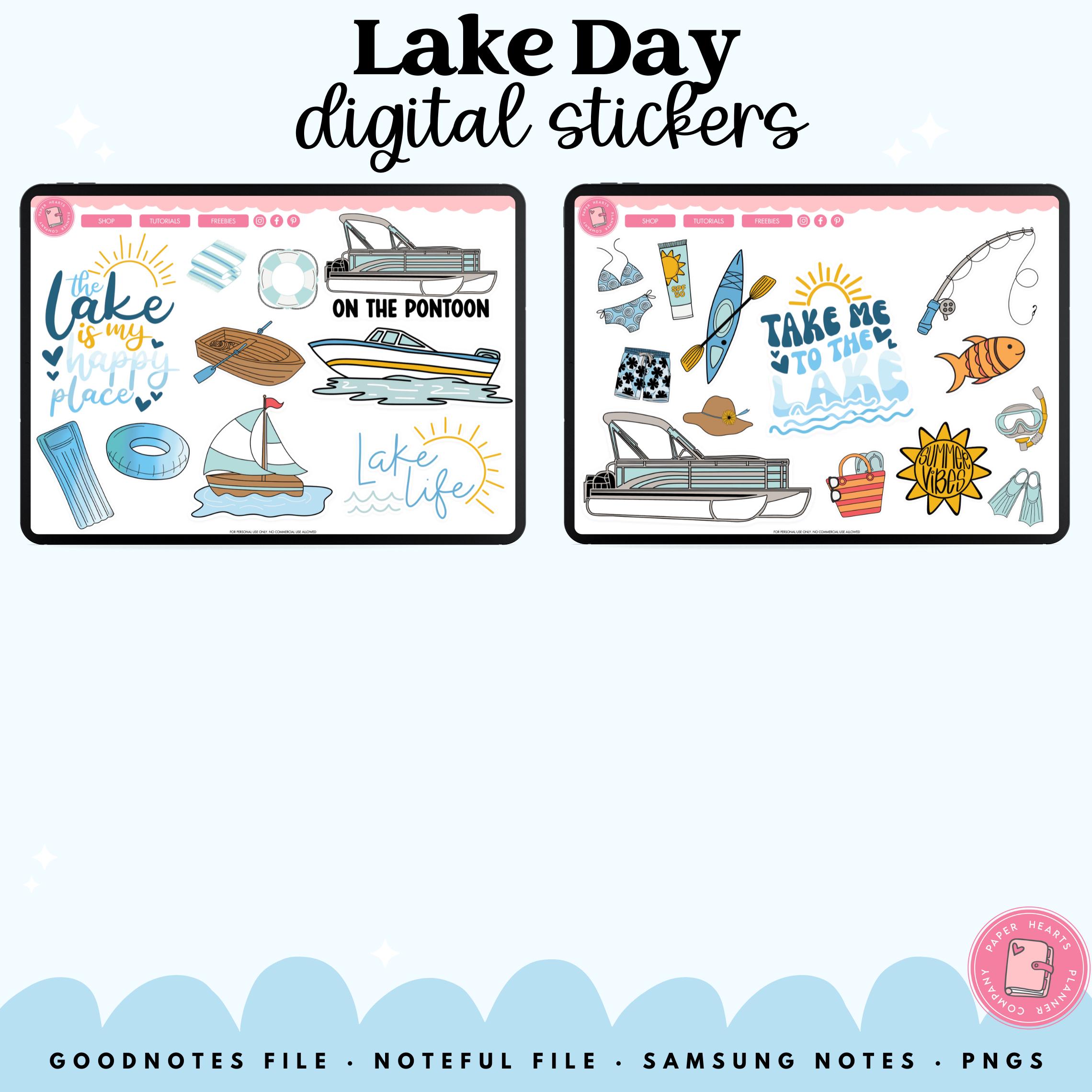 Lake Sticker Designs Lake Day Digital Stickers | Fishing, Pontoon Boat, Boating, Swimsuit ...