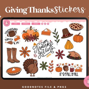 Thanksgiving Digital Stickers | November Stickers | Fall Stickers | Goodnotes Stickers | Digital Stickers | PNG Stickers