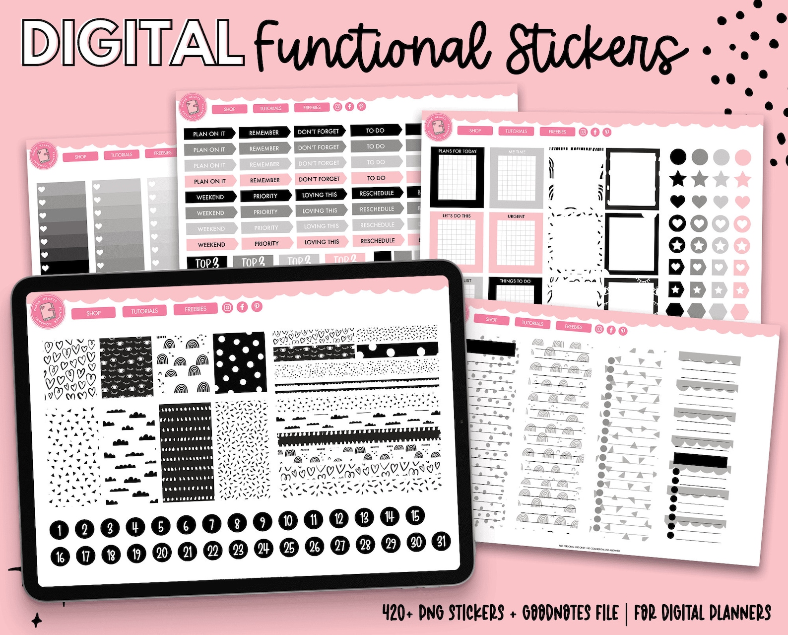 Functional Digital Planner Stickers | Goodnotes Stickers | Planner ...