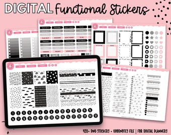 Functional Digital Planner Stickers | Goodnotes Stickers | Planner Stickers | PNG Stickers | Plain Jane