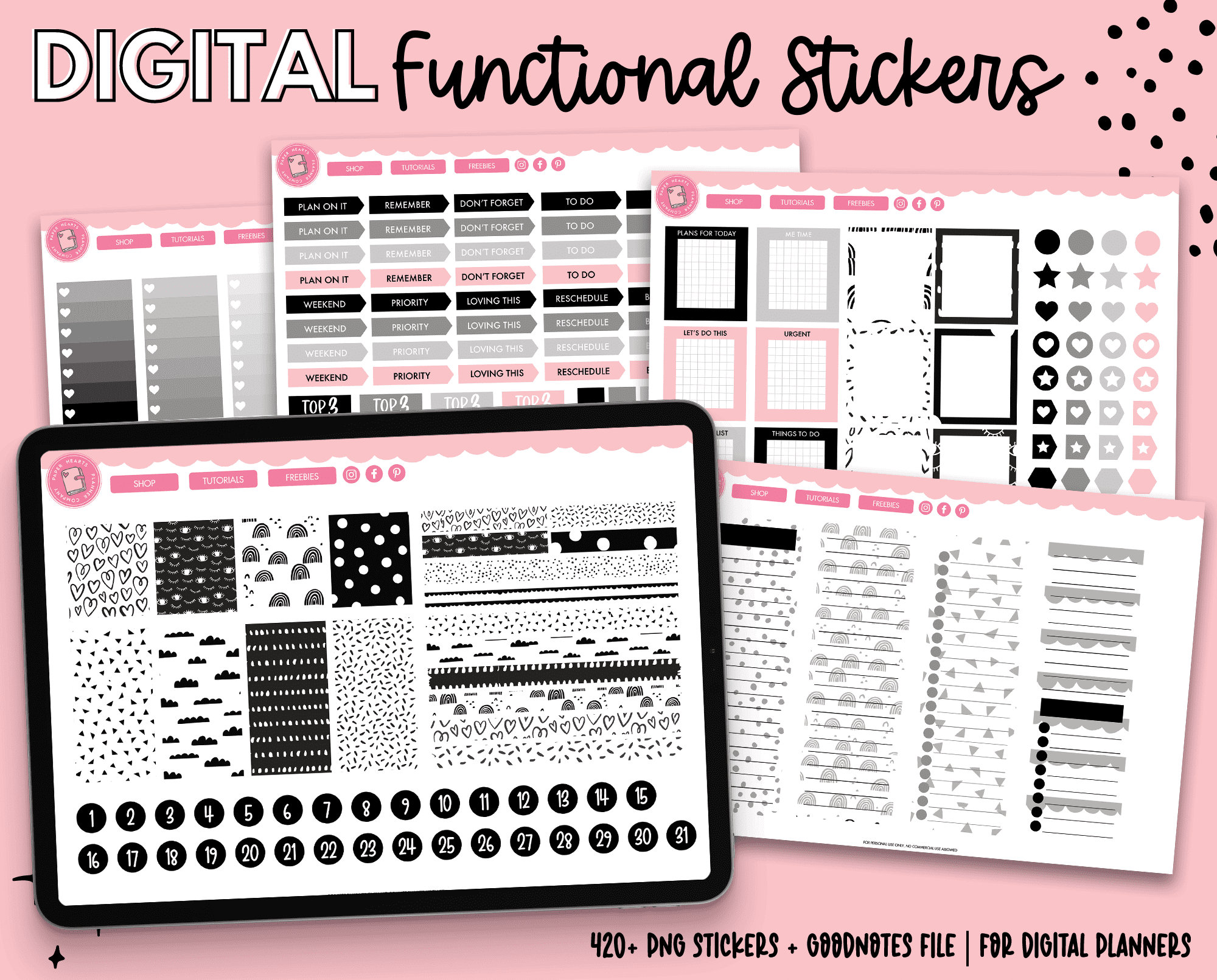 Functional Digital Planner Stickers | Goodnotes Stickers | Planner ...
