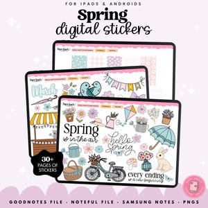 March Stickers, Spring Stickers, Monthly Sticker Kit, Digital Stickers, Planner Stickers, Goodnotes Stickers, PNG Stickers