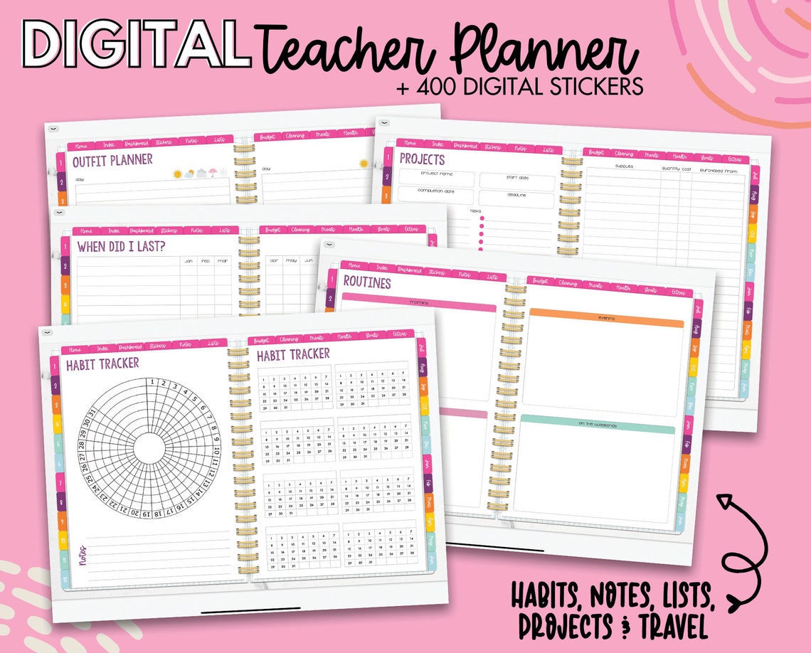 Digital Teacher Planner Dated Teacher Planner Digital Etsy
