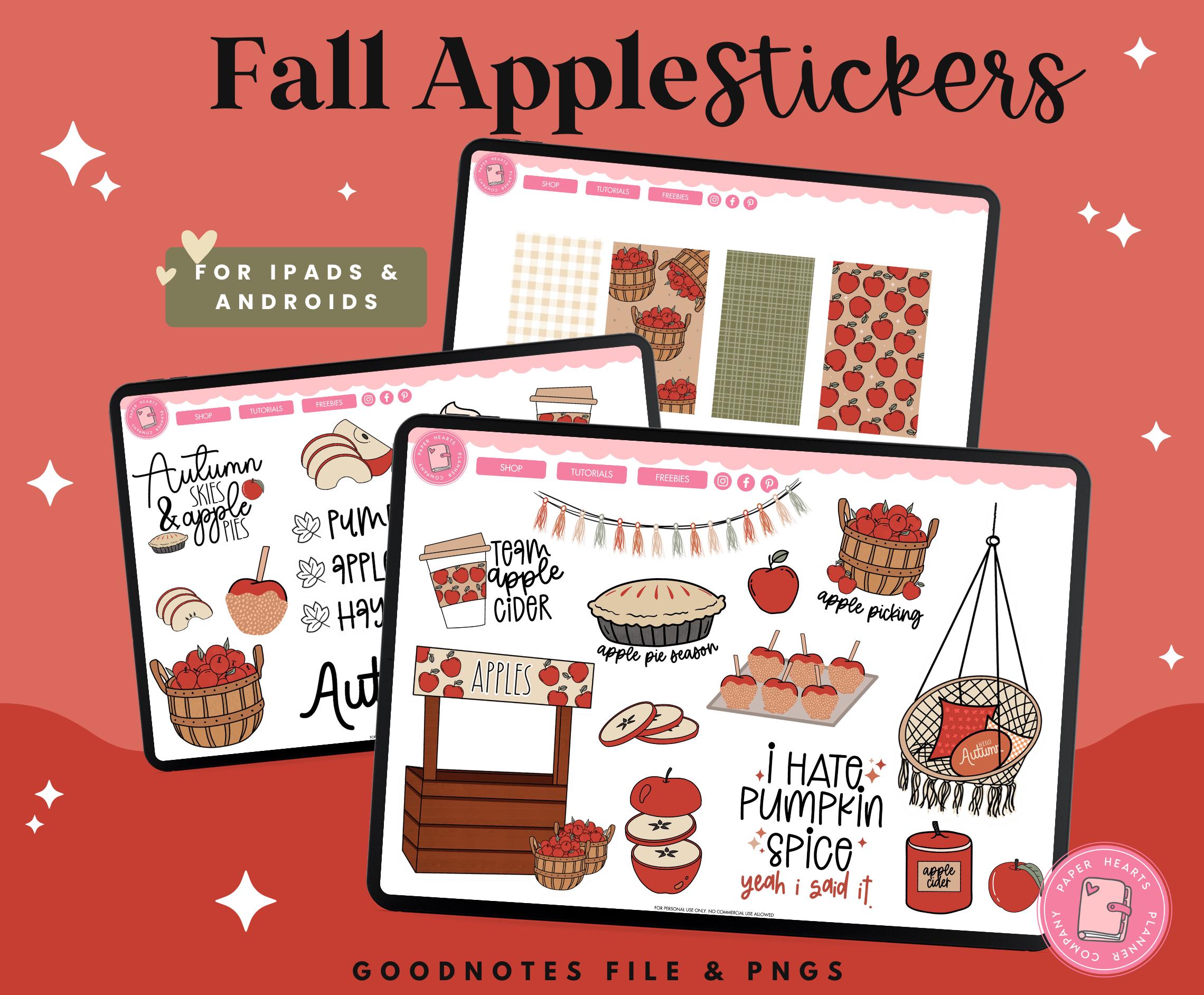 Fall Digital Stickers | Apple Digital Stickers | Planner Stickers | Goodnotes Stickers