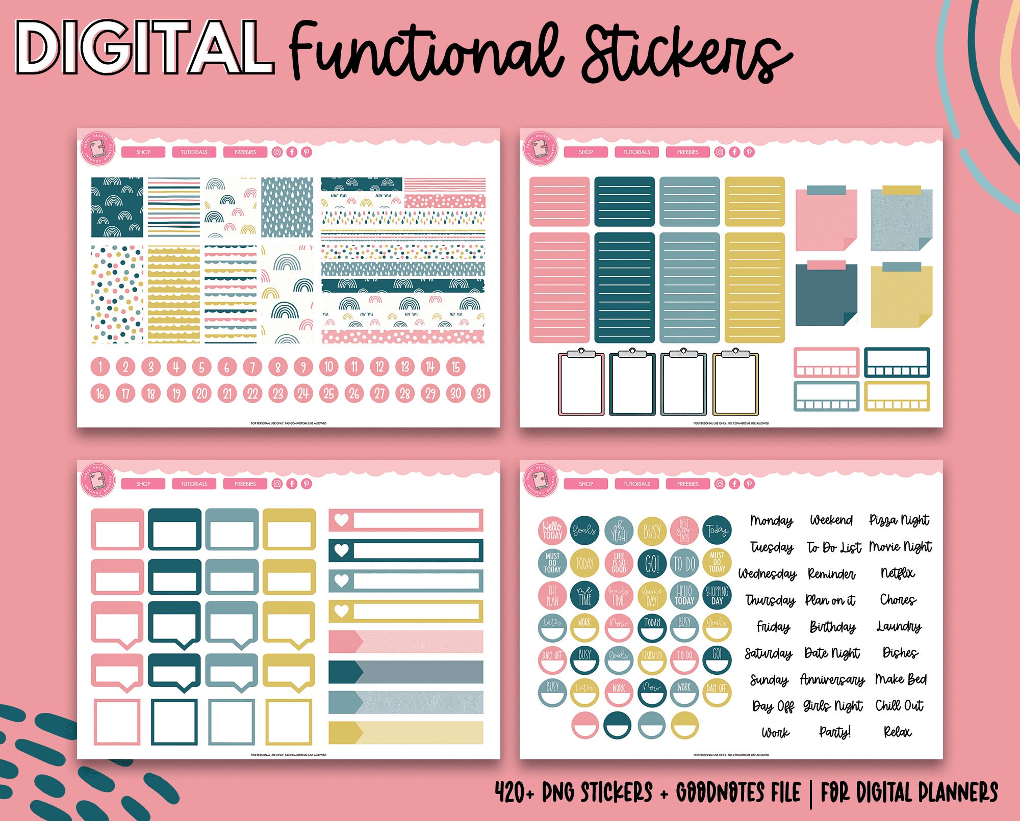 Functional Digital Planner Stickers | Goodnotes Stickers | Planner ...