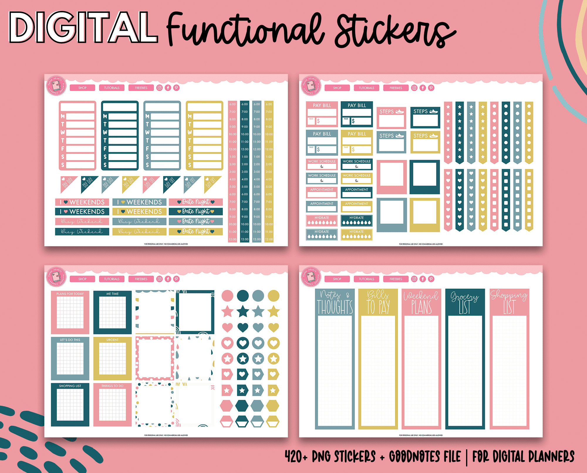 Functional Digital Planner Stickers Goodnotes Stickers - Etsy