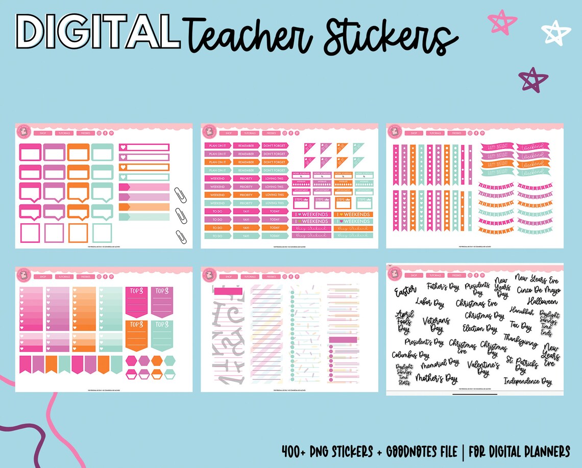 Digital Teacher Stickers Goodnotes Teacher Stickers Etsy