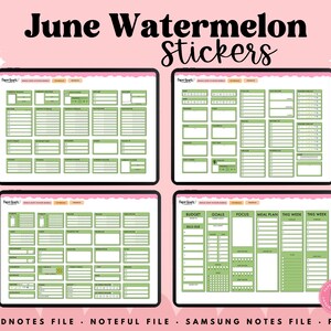 Watermelon Stickers, Summer Stickers, June Stickers, Digital Stickers, Goodnotes Stickers, Noteful Stickers, Planner Stickers image 8