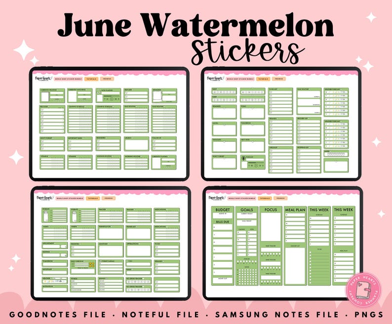 Watermelon Stickers, Summer Stickers, June Stickers, Digital Stickers, Goodnotes Stickers, Noteful Stickers, Planner Stickers image 8