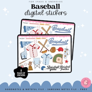 Baseball Digital Stickers, Planner Stickers, Includes Goodnotes, Noteful, Samsung Notes & PNG Files. image 1