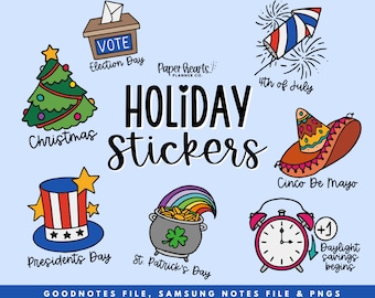 Holidays Digital Stickers | USA Holiday Stickers | Goodnotes Stickers