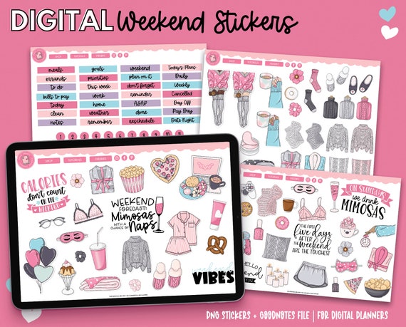 Weekend Digital Stickers Digital Planner Stickers | Etsy