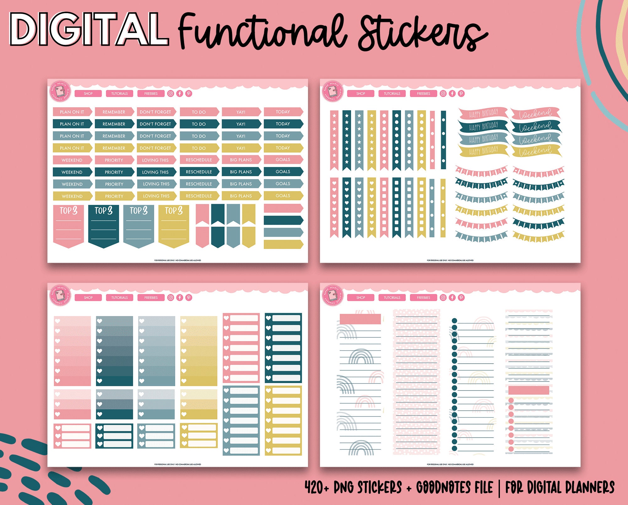Functional Digital Planner Stickers Goodnotes Stickers - Etsy
