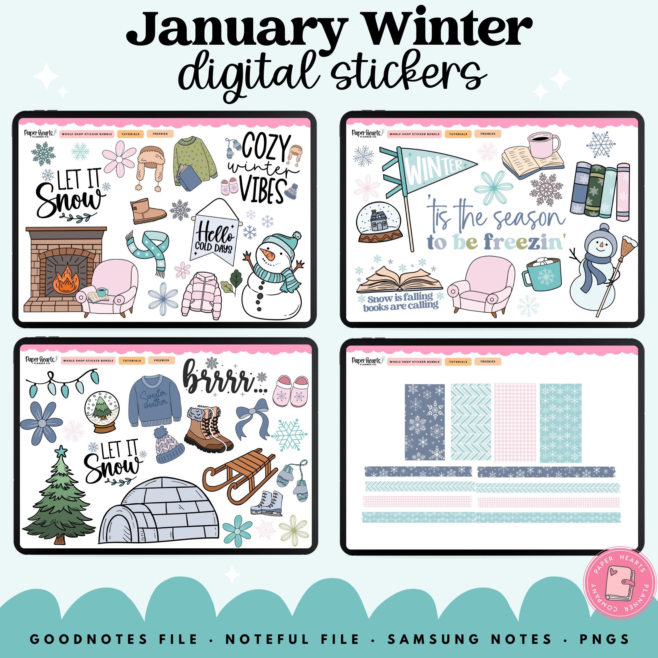 January Stickers, Winter Stickers, Digital Planner Stickers, Goodnotes ...