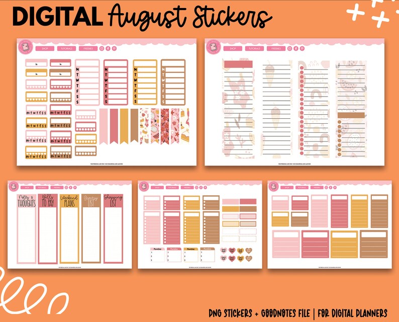 August Lettering Sticker August Stickers | Monthly Sticker Kit | Goodnotes Stickers | PNG ...