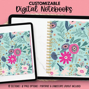 Floral Digital Notebook | Floral Digital Journal | Digital Notebook | Digital Journal | Goodnotes Notebook | Noteshelf Notebook