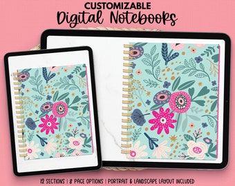 Floral Digital Notebook | Floral Digital Journal | Digital Notebook | Digital Journal | Goodnotes Notebook | Noteshelf Notebook