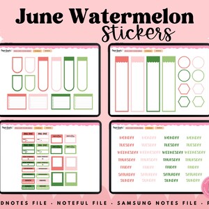 Watermelon Stickers, Summer Stickers, June Stickers, Digital Stickers, Goodnotes Stickers, Noteful Stickers, Planner Stickers image 7