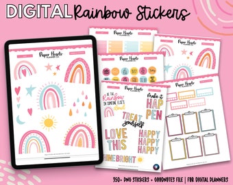 Rainbow Digital Planner Stickers | Rainbow Stickers | Goodnotes Stickers | Digital Planner Stickers | PNG Stickers
