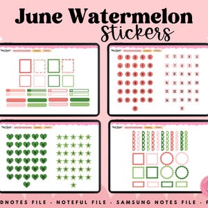 Watermelon Stickers, Summer Stickers, June Stickers, Digital Stickers, Goodnotes Stickers, Noteful Stickers, Planner Stickers image 5