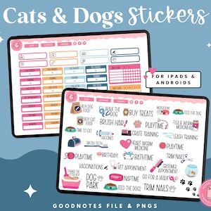 Pets Digital Stickers, Cats & Dogs Stickers, Digital Stickers, Goodnotes Stickers, PNG Stickers