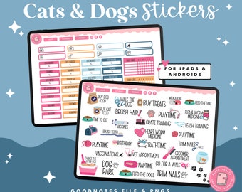 Pegatinas digitales de mascotas, pegatinas de gatos y perros, pegatinas digitales, pegatinas de Goodnotes, pegatinas PNG