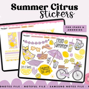 Summer Stickers, Lemon Stickers, Citrus Stickers, Digital Stickers, Planner Stickers, Goodntoes Stickers, PNG Stickers, Noteful Stickers