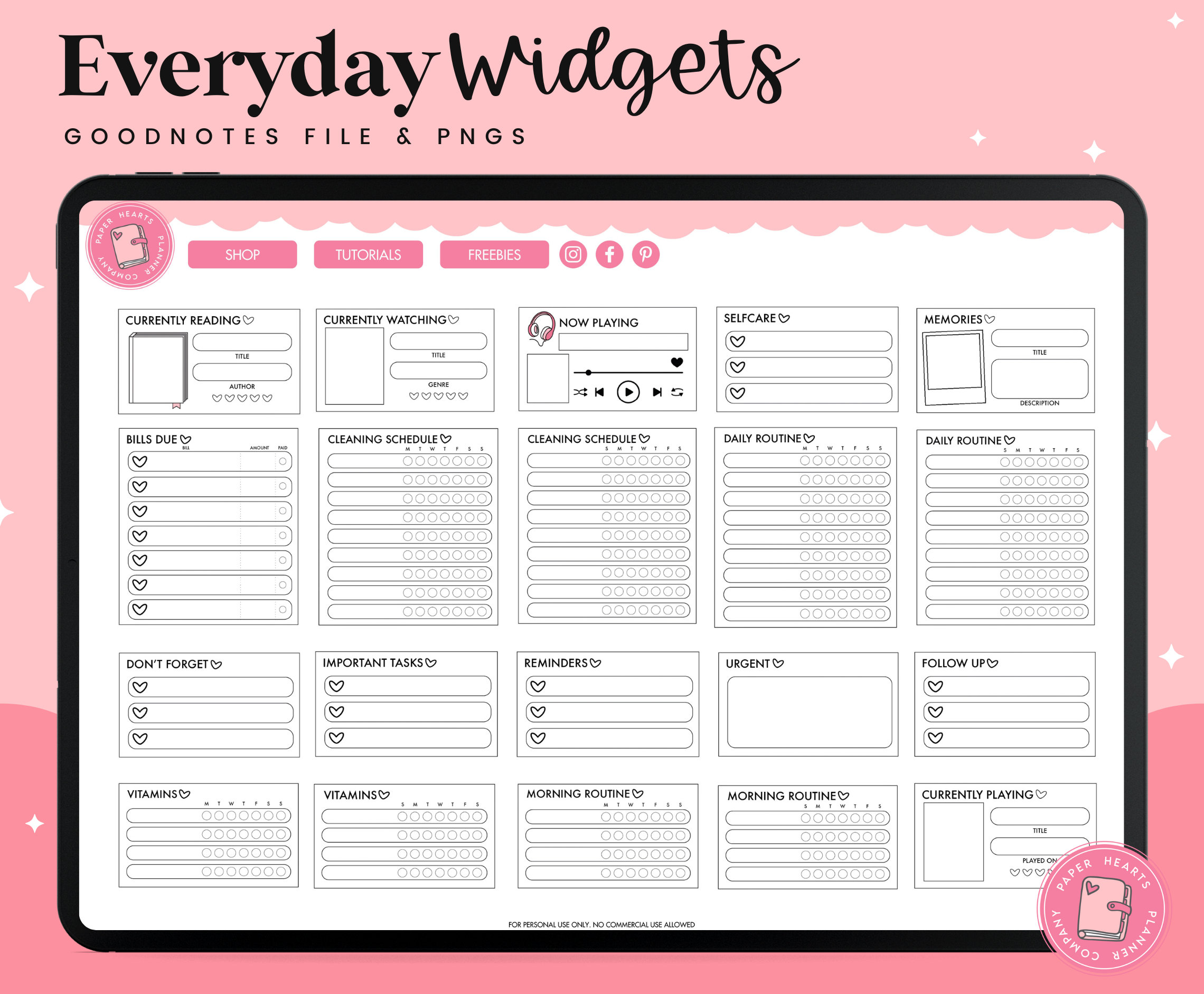 Digital Widgets | Everyday Widgets | Digital Stickers | Goodnotes Widgets | V2